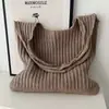 Bolsa de Gran Venta Color Puro Simple Tejida de un Solo Hombro de Punto Retro Bolsa de Compras Casual Bolso Tote de Gran Capacidad