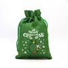 Bolsa de Regalo Navideña Verde al por Mayor Transfronteriza Bolsa con Cordón de Papá Noel Bolsa de Dulces de Nochebuena Bolsa para Manzanas Bolsa de Lino