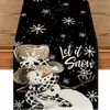 Camino de mesa navideño estampado más vendido transfronterizo con diseños de árbol de Navidad y copo de nieve para fiesta, decoración de mesa de cocina interior y exterior