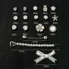 Charms para sapato Croc DIY corrente de pulseira de flor de pérola tridimensional flor de sapato estilo balé removível acessório de sapato decoração