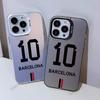 Camisa Retrô de Futebol Barcelona Nº 10 Capa para Celular Copa do Mundo Pintada com Tinta UV Apple 17Promax Capa Protetora Fosca