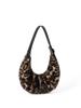 Bolso Japonés y Coreano Nuevo de Lujo Leopardo Hombro Media Luna 2024 Otoño e Invierno Diseño Nicho Portátil Bolso de Felpa para Mujer