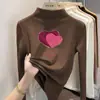 Ropa interior base de forro polar con cuello alto medio para niña para primavera, otoño e invierno, top cálido de manga larga con dibujos animados para niños