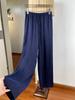 Calça Feminina de Seda Amoníaco de Cobre Perna Larga Estreita Verão Fina Caída Cordão Calça Reta com Cintura de Tiras Calça Casual Calça Longa