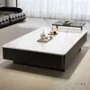Mesa de Centro de Ardósia para Sala de Estar, Adequada para Apartamentos Pequenos, Combinação de Mesa de Centro e Rack para TV Estilo Italiano de Luxo Leve 2025