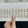 Unhas Pré-fabricadas de Jade Branco Galvanizado Peças de Unha Pré-fabricadas Tamanhadas Sem Lixar Dobráveis Sem Costura Adesivos de Manicure