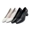 Zapatos para mujer de mediana edad, nuevos zapatos de cuero para mujer estilo coreano de suela blanda para primavera y otoño, zapatos de tacón medio poco profundos