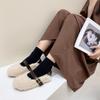 Zapatos planos Mao Mao para mujer, prendas de vestir exteriores, otoño e invierno, 2024, con forro polar, cálidos y con hebilla.