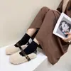 Zapatos Planos de Piel Sintética para Mujer, Estilo Versátil Nuevo Otoño e Invierno 2024, Cálidos con Forro de Felpa Añadido, Mocasines de Correa Única