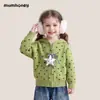 Cardigan de Tricô Nimu Mu Preto para Meninas Outono 2026 Novo Estiloso Blusão com Capuz Infantil Suéter Primavera Outono