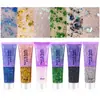 Gel de gel con lentejuelas mixtas láser transfronterizo sin pegamento alto brillo maquillaje material para maquillaje de fiesta navideña al por mayor