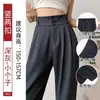 Calça de Terno de Veludo Cotelê Preta Feminina 2026 Nova Outono Perna Reta Calça de Terno Formal Profissional Trabalho Deslocamento Calça de Perna Larga