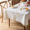 Toalha de mesa jacquard cruzado tecido de algodão e linho luxo leve toque de alta qualidade toalha de mesa para mesa de jantar toalha de mesa à prova d'água tapete para mesa de centro fotografia de B&B