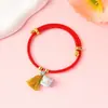 Pulsera Zongzi de Hortensia del Día de Mayo, Nueva Cuerda Roja Tejida a Mano para Niños y Bebés, Pulsera de Cuentas DIY de Alta Calidad