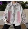 Camisa casual de manga larga tie-dye para hombre, nueva camisa de moda con estampado de color degradado, chaqueta de mezclilla de trabajo para hombre