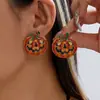 Pendientes de Calabaza con Diseño Creativo Original Transfronterizos Europeos y Americanos, Incrustados con Diamantes, Estilo Nuevo, Pendientes Huecos de Perla Personalizados para Mujer