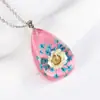 Collar Aide Nueva Flor Estrella Pequeña en Forma de Gota de Agua Creativo Hecho a Mano Encaje Colorido Colgante de Resina con Flor Seca Joyería de Flor Real