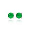Aretes pequeños de botón redondos simples de plata 925 al por mayor con incrustaciones de calcedonia verde y ágata blanca para mujer, aretes pequeños de jade con forma de bombilla