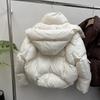 Imagen Oficial: Chaqueta Corta de Algodón Grueso para Mujer, Moda Invierno 2025, Corte Holgado, Chaqueta Acolchada de Color Sólido, Abrigo Cálido con Capucha