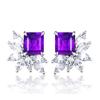 Nuevos aretes de temperamento europeo y americano rectangulares de Diamante Princesa Cuadrado color tesoro micro incrustados asimétricos de ojo de caballo con diamantes de circonita
