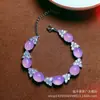 Pulsera de Moda Nueva con Incrustaciones de Calcedonia Rosa Hielo Chapada en Plata al por Mayor Ágata Blanca Versátil Pulsera de Jade Joyería Regalo