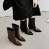 Botas de tacón alto gruesas para mujer hasta la pantorrilla, nuevo estilo otoño e invierno, botas hasta la pantorrilla de piel de vaca con punta fina, estilo europeo y americano, botas de montar para mujer, botas de cuero genuino