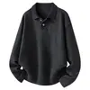 Suéter masculino com gola polo, novo modelo outono 2026, marca da moda estilo americano, jaqueta de tricô pullover solta e versátil