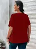 25 Ropa de Mujer Transfronteriza Europea y Americana Amazon Suéter de Cuello en V Manga Corta de un Solo Botón Camiseta Holgada Camisa Elegante y con Clase