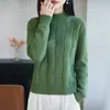 Suéter de malha redondo de algodão puro com mangas compridas para mulheres, estilo minimalista, nova blusa base aquecida para outono e inverno com um design estiloso