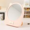 Espelho de Maquiagem de Mesa de Plástico Espelho de Penteado Girly com Laço Espelho Dobrável com Armazenamento Espelho Fofo de Orelha de Gato