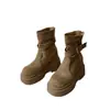 Botas Martin de mujer con plataforma y tacón oculto, novedades otoño e invierno para personas bajitas, botas holgadas, botas adelgazantes, botines de gamuza