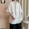 Camisa de Manga Corta Falsa de Dos Piezas para Hombre Verano Peso Extra Talla Grande Moda para Personas con Sobrepeso Diseño Holgado Camisa de Media Manga