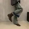 Primer Encuentro Ji Diseño Sensación Nicho Tacón Grueso Bota Corta Otoño/Invierno Nueva Francesa Adelgazante Bota y Bota Color Nude Bota Corta Retro Bota para Mujer