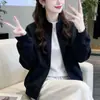 Cárdigan con cremallera estilo americano y cuello alto, nueva colección primavera/otoño 2026 para mujer, popular top holgado de manga larga estilo relajado