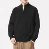 Suéter de punto para hombre con media cremallera y cuello alto, nuevo estilo otoño/invierno 2026, corte holgado, color liso, top de punto básico, moderno para hombre