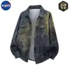 Camisa Masculina de Manga Longa Estampa Tie-Dye Americana Marca Nasa Outono 2025 Nova Solta Tamanho Grande Jaqueta Camisa