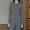Cárdigan de Punto Avenem/2026 Otoño Cuello Redondo para Mujer, Corto Ajustado, Elegante para el Trabajo, Mangas Largas, Suéter Abrigo