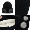 Gafas de Invierno a Prueba de Viento Gorro de Esquí Engrosado Forrado de Lana Gafas de Sol a Prueba de Viento para Hombres y Mujeres Gorro de Punto Gorro de Aviador Cálido con Cuello de Tortuga