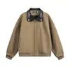 Chamarra de trabajo Rumeng estilo japonés retro de moda con cuello de bloques de color para hombre, otoño holgada callejera de moda, chamarra versátil para pareja