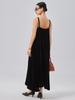 Vestido de Seda de Mora para Mujer, Falda de Tirantes con Diseño Negro, Elegante Falda Larga de Seda con Tirantes que Se Puede Usar Afuera, Elegante Bata