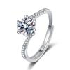 Anel de moissanite de simulação ao vivo vermelho de mão rápida transfronteiriça net 1 quilate seis garras anel de casamento fábrica atacado