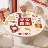 Mantel individual redondo para casa nueva, mantel festivo rojo impermeable y resistente al calor, pieza decorativa para mesas redondas pequeñas y mesas de centro