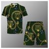 Traje deportivo informal para hombre, estilo hawaiano, playero, cuello redondo, talla grande, top y pantalones cortos.