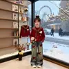 Versátil Primavera/Otoño Nuevo Estilo Versión Coreana Estilo Escolar para Niñas Cárdigan de Manga Larga Jeans de Pierna Ancha de Moda Tendencia Conjunto de Dos Piezas