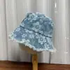 Chapéu de Pescador Retrô Jeans Japonês com Doce Design Floral para Mulheres, Estilo Fino para Primavera e Verão, Proteção Solar, Chapéu Bucket Emagrecedor