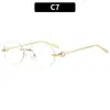 Moda Europea y Americana Nuevas Gafas de Sol Retro Sensación de Alta Gama Sin Montura Borde Cortado Aspecto Natural Versátiles de Moda Gafas de Estilo Callejero