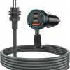 Cargador de Coche Digital Popular de Cuarta Generación de Amazon 30V Cable de Alimentación Impermeable Cargador Multifuncional Tres en Uno