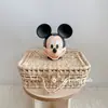 Cesta Tejida a Mano de Hojas de Maíz Estilo Ins con Tapa, Cesta de Almacenamiento Tejida de Paja Estilo Japonés, Cesta de Almacenamiento para Atrezzo de Fotografía