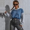 Bai Fen Zhi YiAmazon Comercio Exterior Top Corto Bloque de Color Estilo Europeo y Americano Color de Contraste Transfronterizo Casual Sudadera con Capucha para Mujer