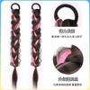 Peruca trança infantil mechas rosa rabo de cavalo duplo cor trança anel de cabelo peruca trança boxeadora trança suja artefato